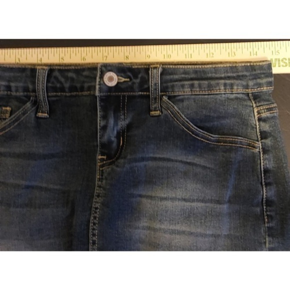 Women's Kancan Distressed Raw Hem Denim Skirt Size 26 - Picture 6 of 7